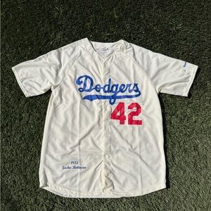 Dodgers Baseball Jersey with Blue and Red Accents